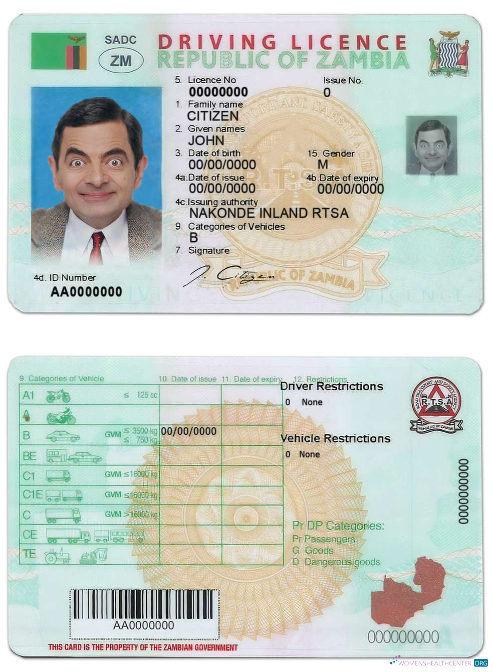 download Zambia driving license